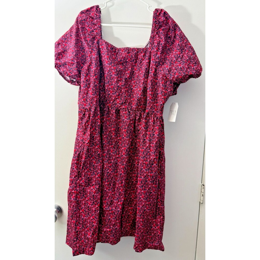 New Cottagecore Floral Pink Roses Dress Bow Romantic Women's 1X 16W 18W